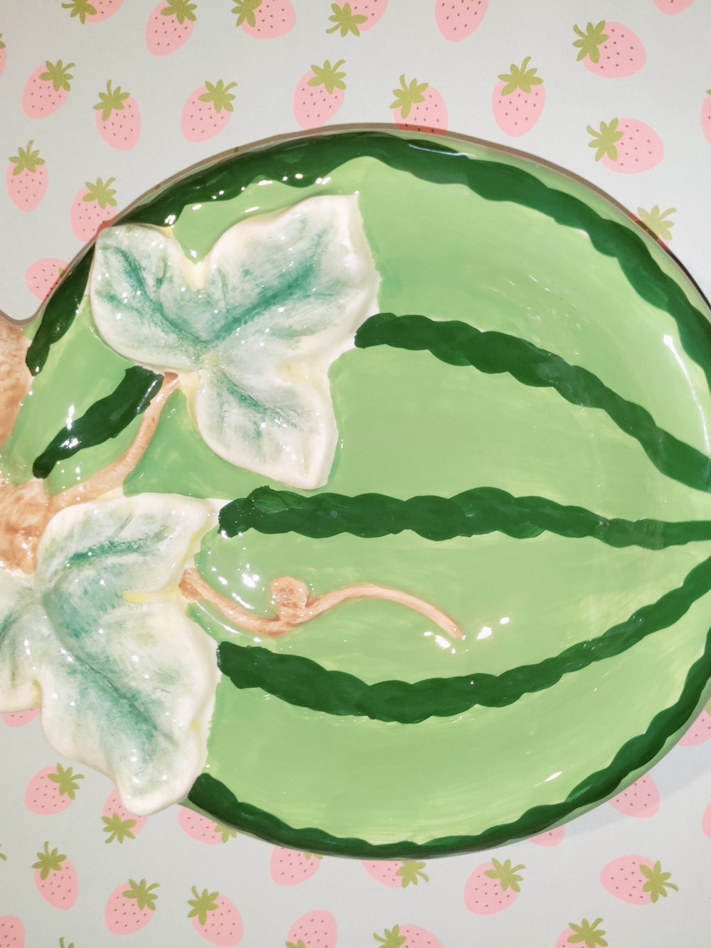 Green Watermelon-Inspired Ceramic Serving Platter